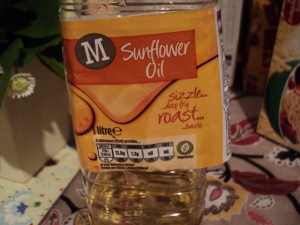 Sunflower oil was chosen for the first test (it was that or olive oil).