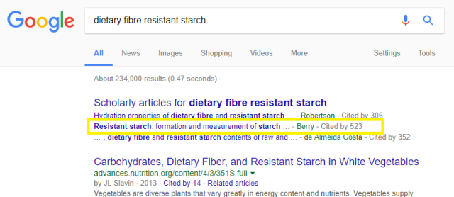 screen grab from google my resistant starch paper 1986